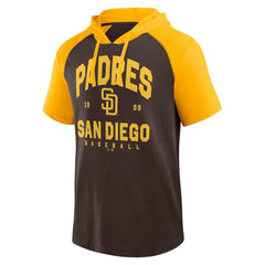 San Diego Padres Logo Athletic Prime Raglan Short Sleeve Hoodie T-Shirt - MLB Hoodies