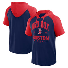 Boston Red Sox Logo Athletic Prime Raglan Short Sleeve Hoodie T-Shirt - MLB Hoodies