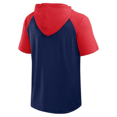 Boston Red Sox Logo Athletic Prime Raglan Short Sleeve Hoodie T-Shirt - MLB Hoodies