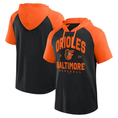 Baltimore Orioles Logo Athletic Prime Raglan Short Sleeve Hoodie T-Shirt - MLB Hoodies