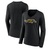 Jacksonville Jaguars Women's Classic Logo Long Sleeve V-Neck T-Shirt | NFL Discount