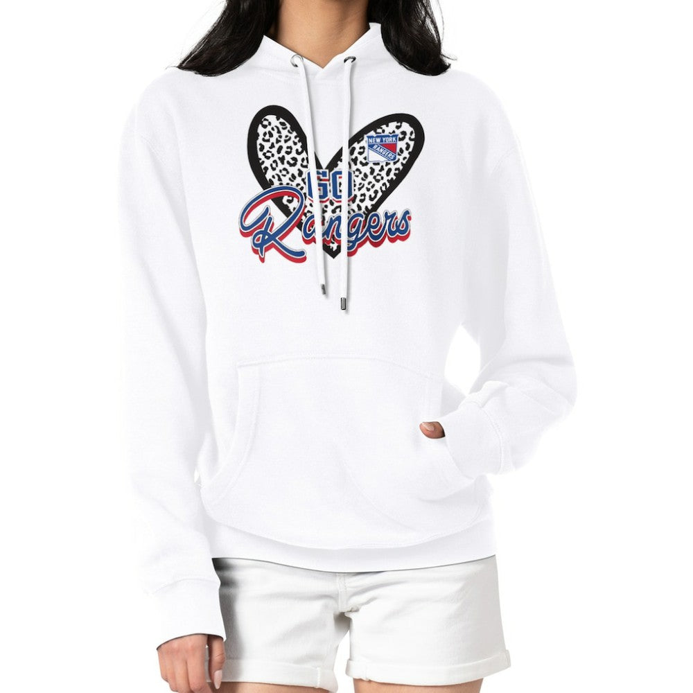 New York Rangers G-III 4Her by Carl Banks Women's Animal Print Heart Fleece Pullover Hoodie - NHL Hoodies