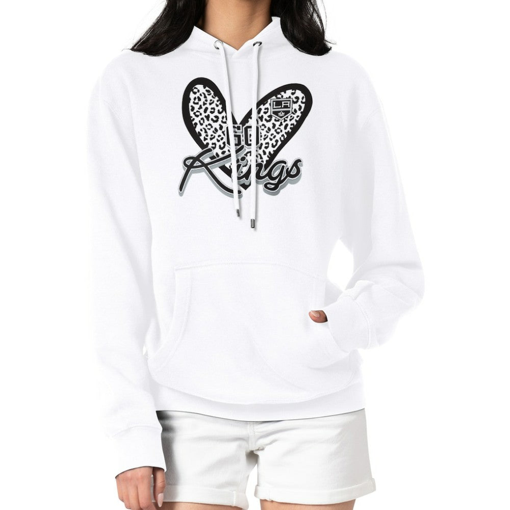 Los Angeles Kings G-III 4Her by Carl Banks Women's Animal Print Heart Fleece Pullover Hoodie - NHL Hoodies