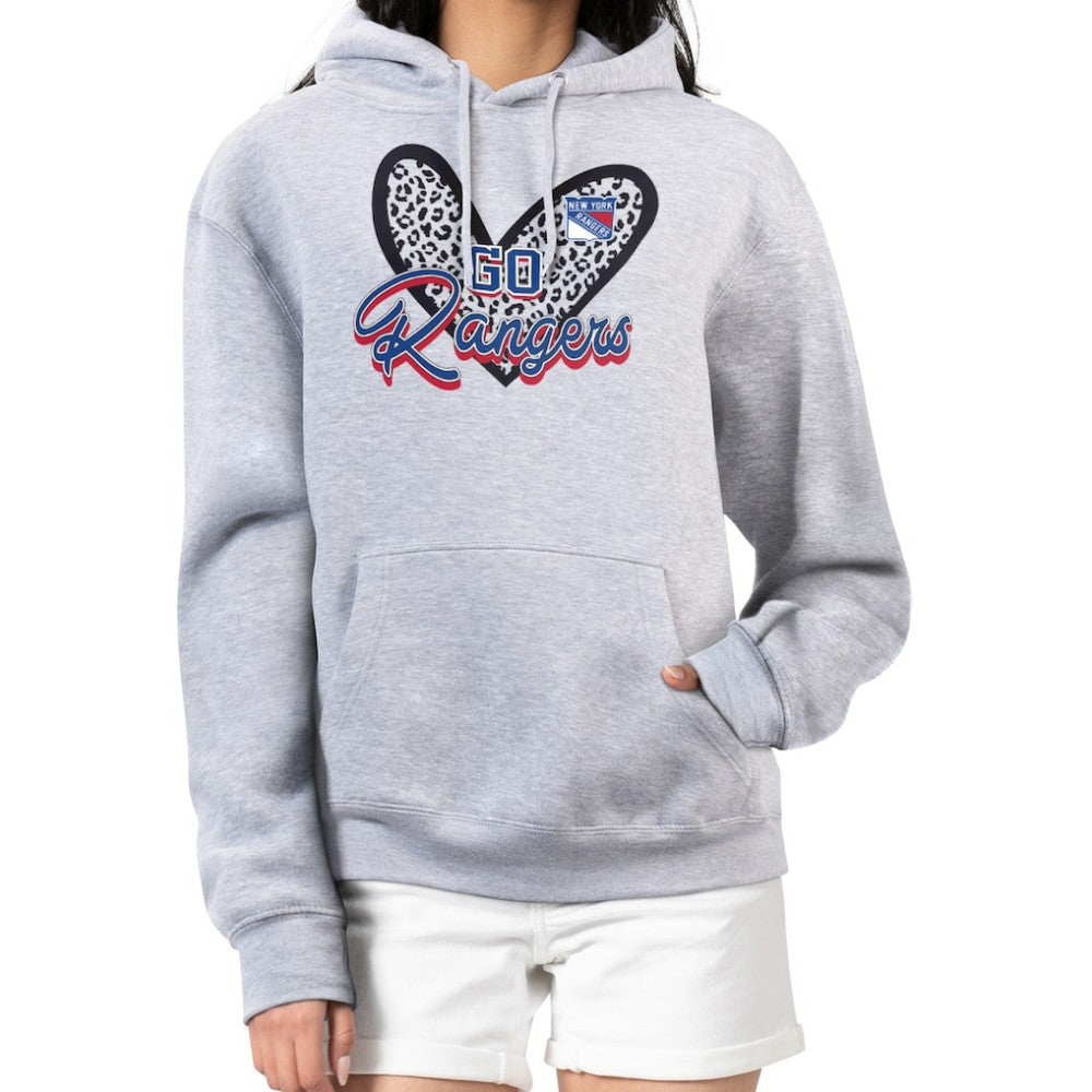 New York Rangers G-III 4Her by Carl Banks Women's Animal Print Heart Fleece Pullover Hoodie - NHL Hoodies