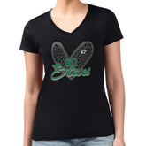 Dallas Stars G-III 4Her by Carl Banks Women's Super-Slim Fit Lightweight Animal Print Heart V-Neck T-Shirt - NHL T-shirts
