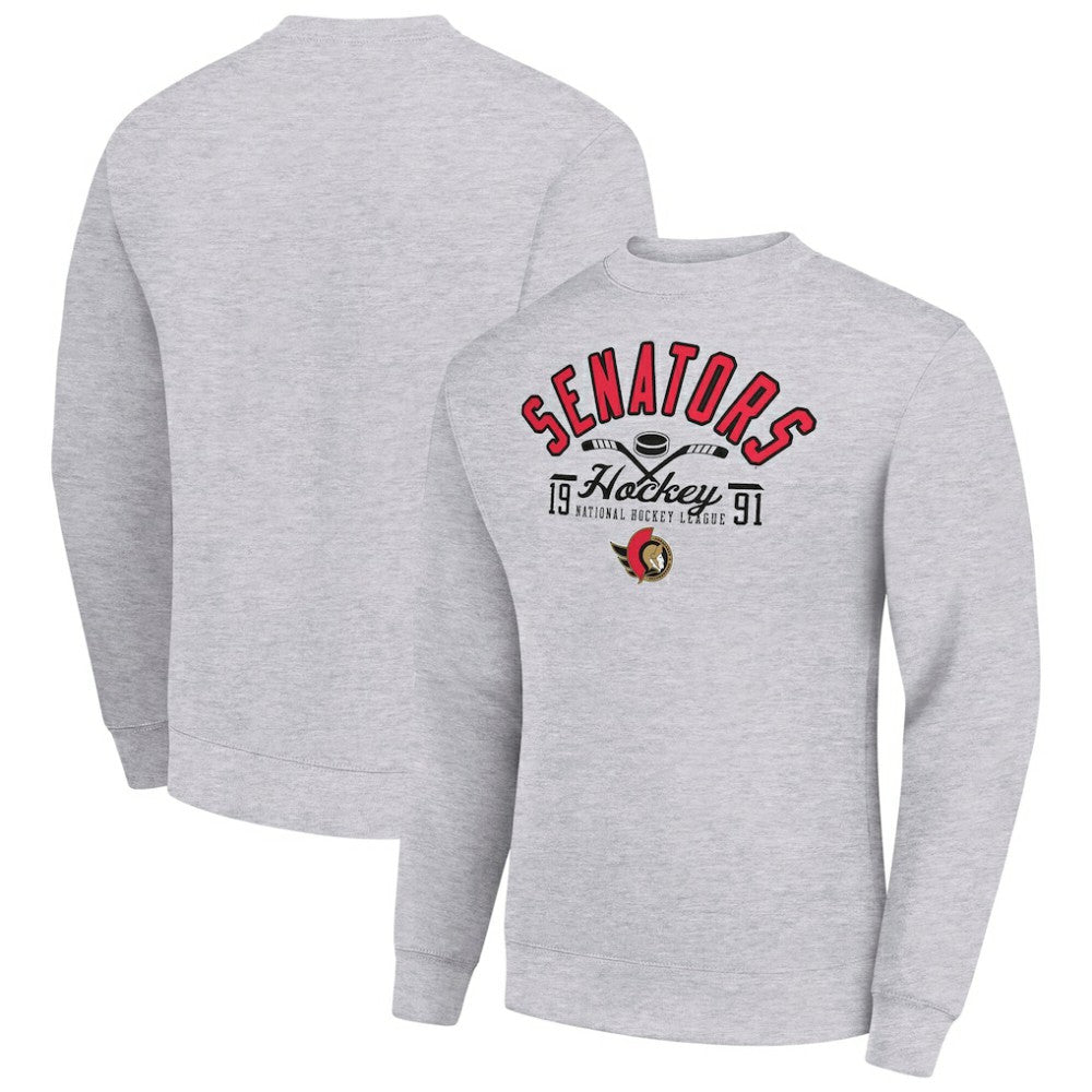 Ottawa Senators Starter Stick And Puck Logo Fleece Pullover Sweatshirt - NHL Sweatshirts