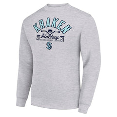 Seattle Kraken Starter Stick And Puck Logo Fleece Pullover Sweatshirt - NHL Sweatshirts