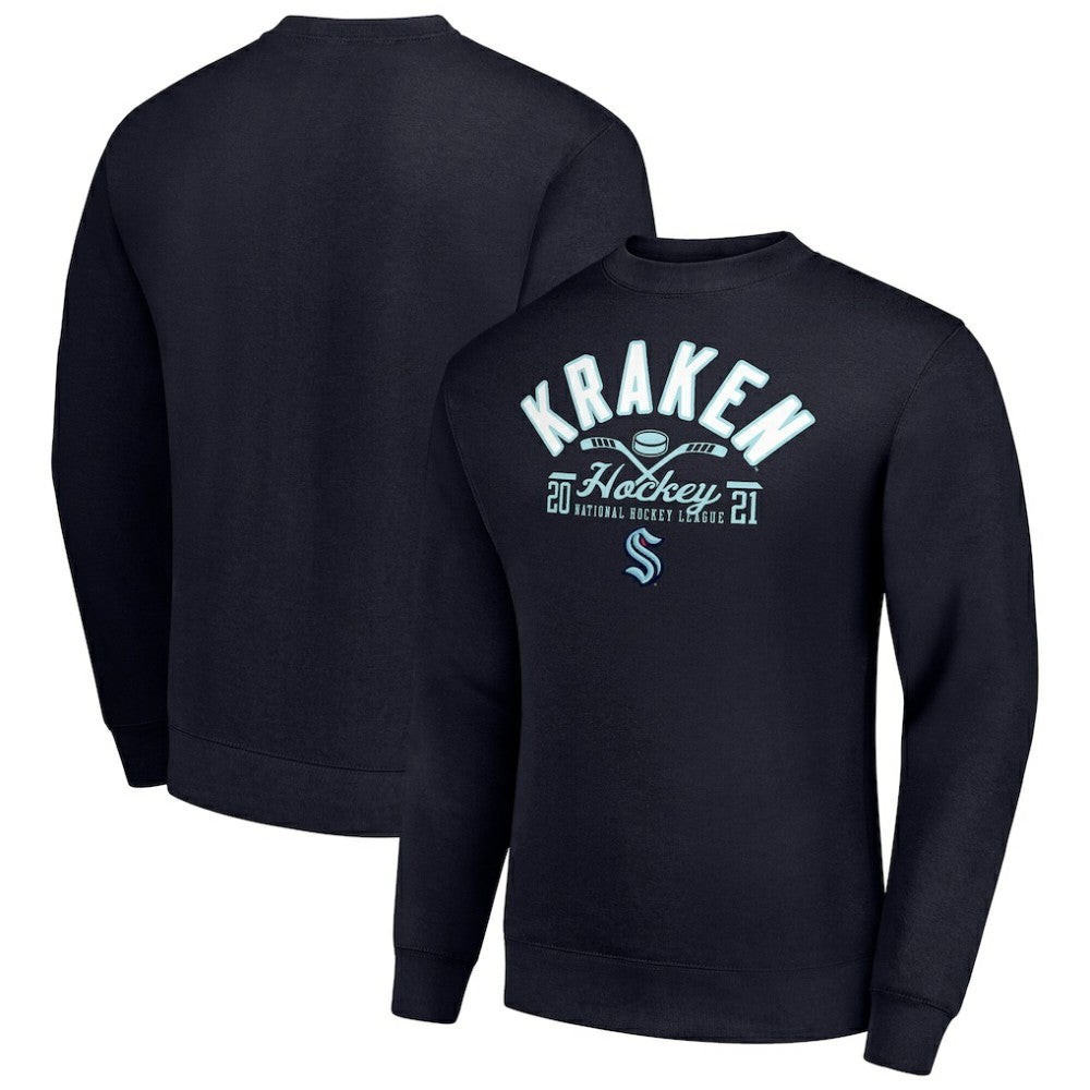 Seattle Kraken Starter Stick And Puck Logo Fleece Pullover Sweatshirt - NHL Sweatshirts