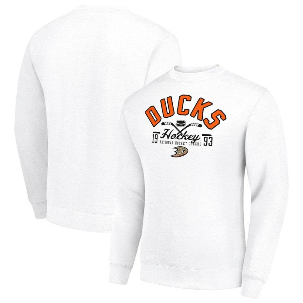Anaheim Ducks Starter Stick And Puck Logo Fleece Pullover Sweatshirt - NHL Sweatshirts