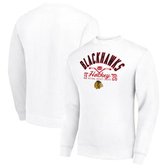 Chicago Blackhawks Starter Stick And Puck Logo Fleece Pullover Sweatshirt - NHL Sweatshirts
