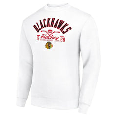 Chicago Blackhawks Starter Stick And Puck Logo Fleece Pullover Sweatshirt - NHL Sweatshirts