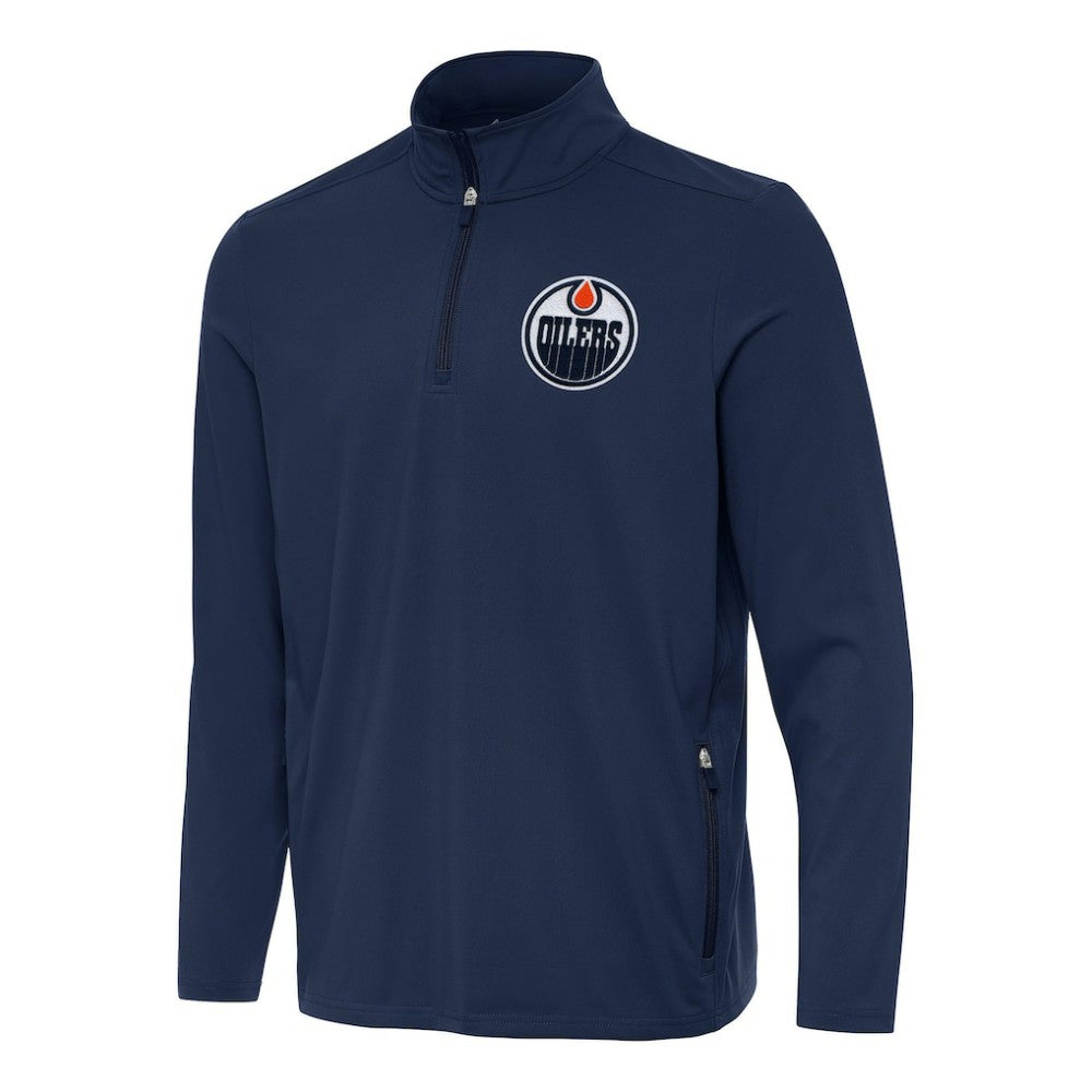 Edmonton Oilers Antigua Perilous Quarter-Zip Sweatshirt - NHL Sweatshirts