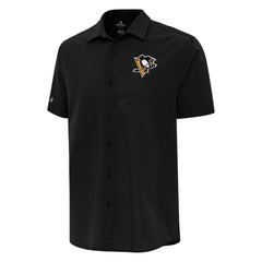 Pittsburgh Penguins Antigua Activate Woven Short Sleeve Button-Up Shirt - NHL