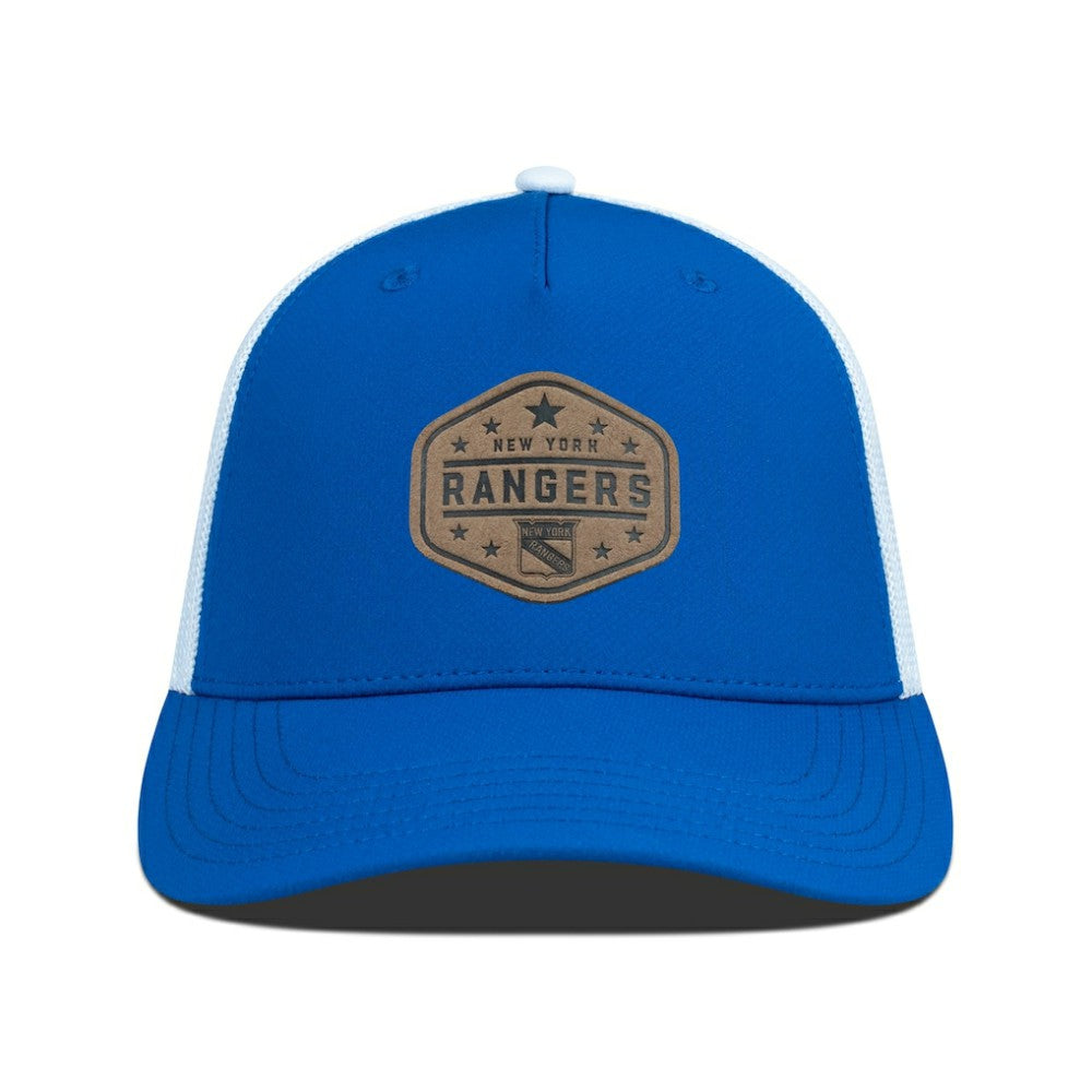 New York Rangers Men's Levelwear Faux Leather Patch Structured Adjustable Hat - NHL Hats