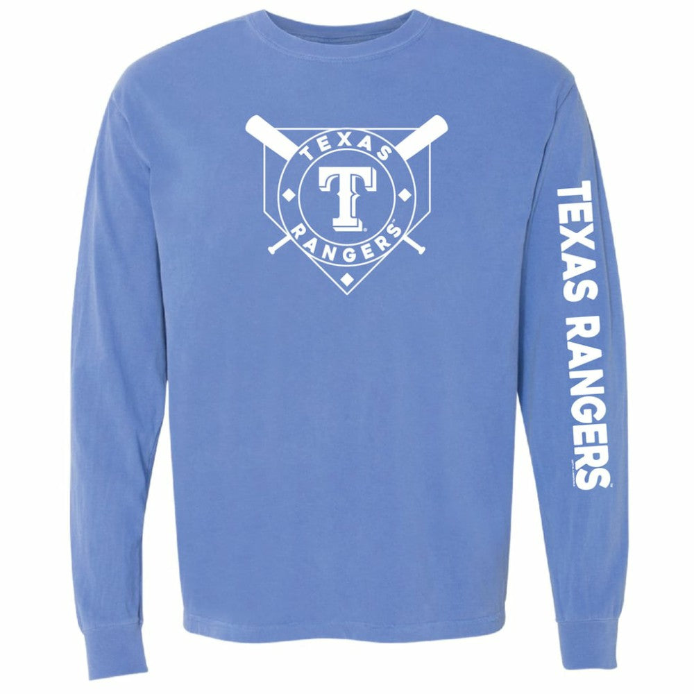Texas Rangers Soft as a Grape Women's Pigment Dye Long Sleeve T-Shirt - MLB T-shirts