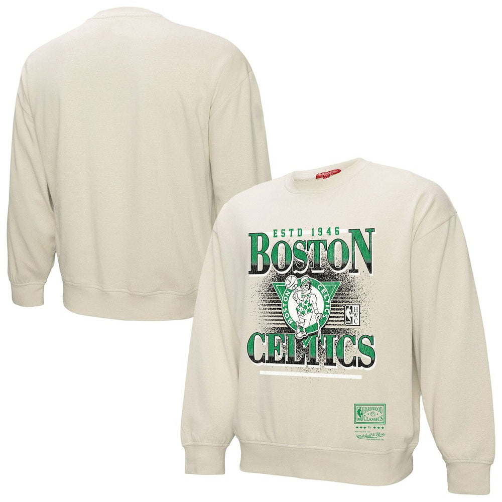 Cream Boston Celtics Women's Oversprayed Pullover Sweatshirt | NBA