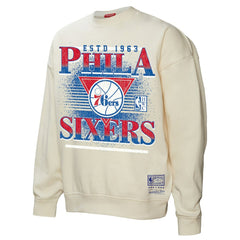 Cream Philadelphia 76ers Women's Oversprayed Pullover Sweatshirt | NBA