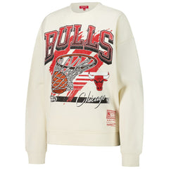 Cream Chicago Bulls Women's Brush Bucket Pullover Sweatshirt | NBA