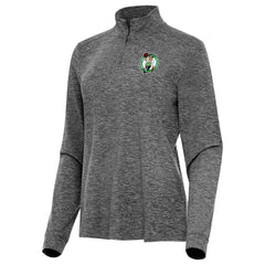 Heather Black Boston Celtics Antigua Women's Mentor Quarter-Zip Mock Long Sleeve Top | NBA