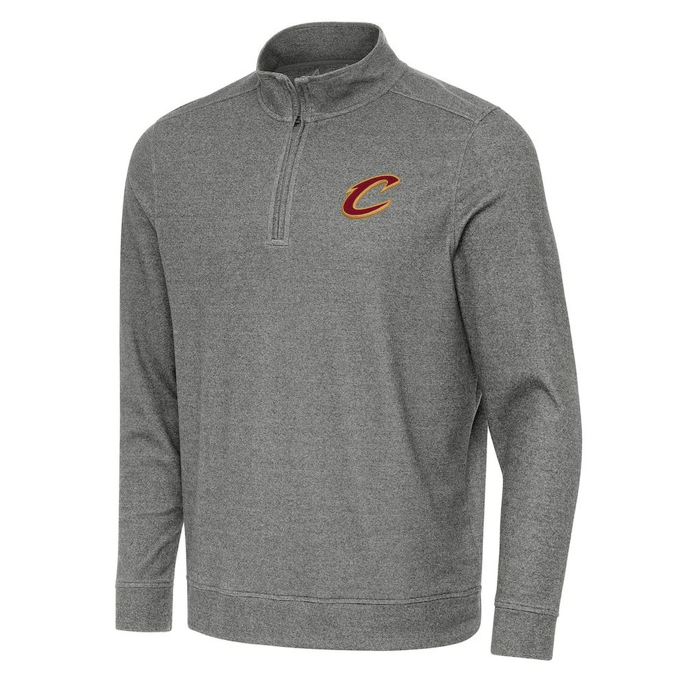 Heather Black Cleveland Cavaliers Antigua Subtle Quarter-Zip Sweatshirt sale | NBA