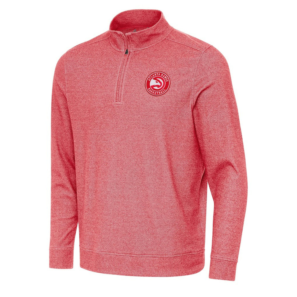 Heather Red Atlanta Hawks Antigua Subtle Quarter-Zip Sweatshirt | NBA