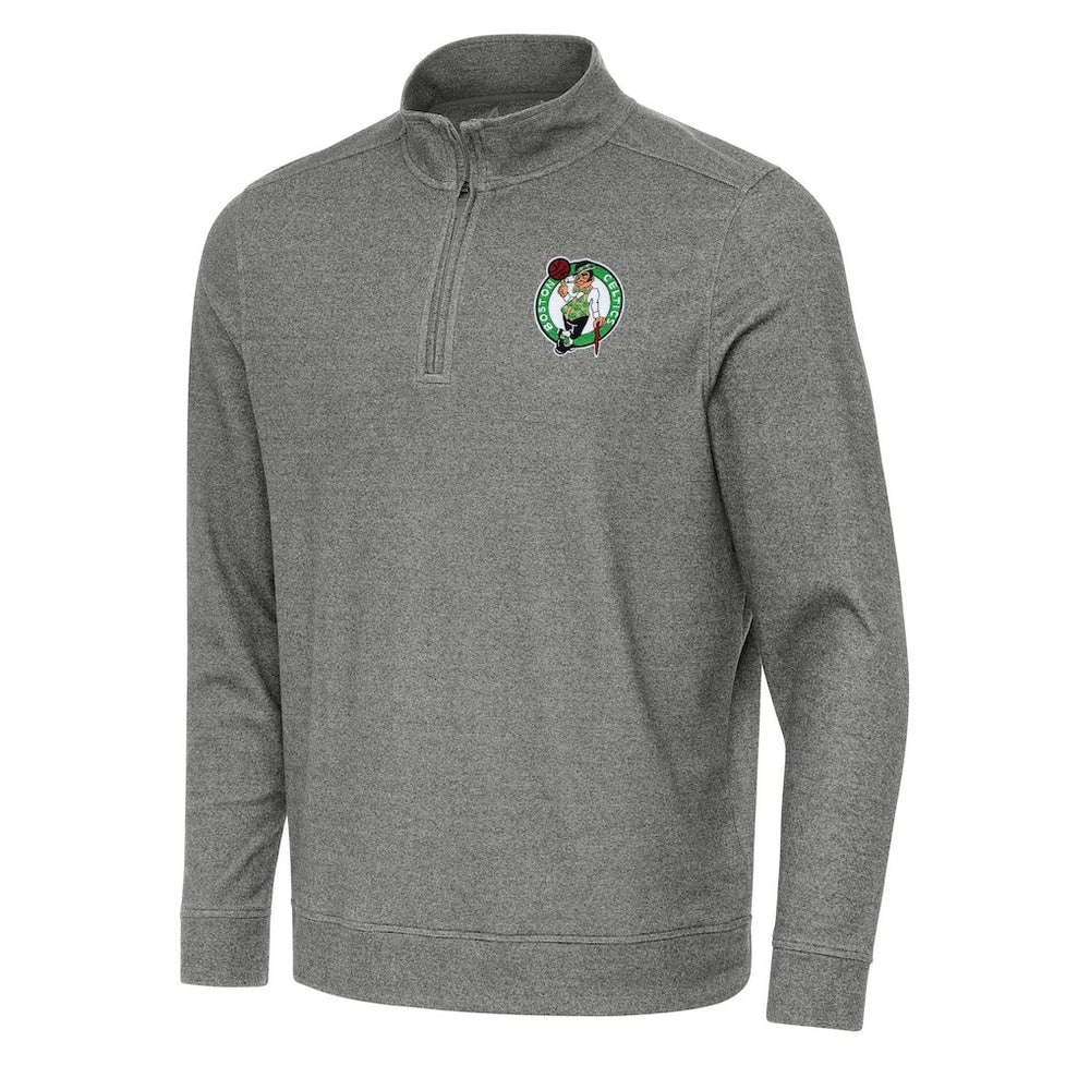 Heather Black Boston Celtics Antigua Subtle Quarter-Zip Sweatshirt | NBA