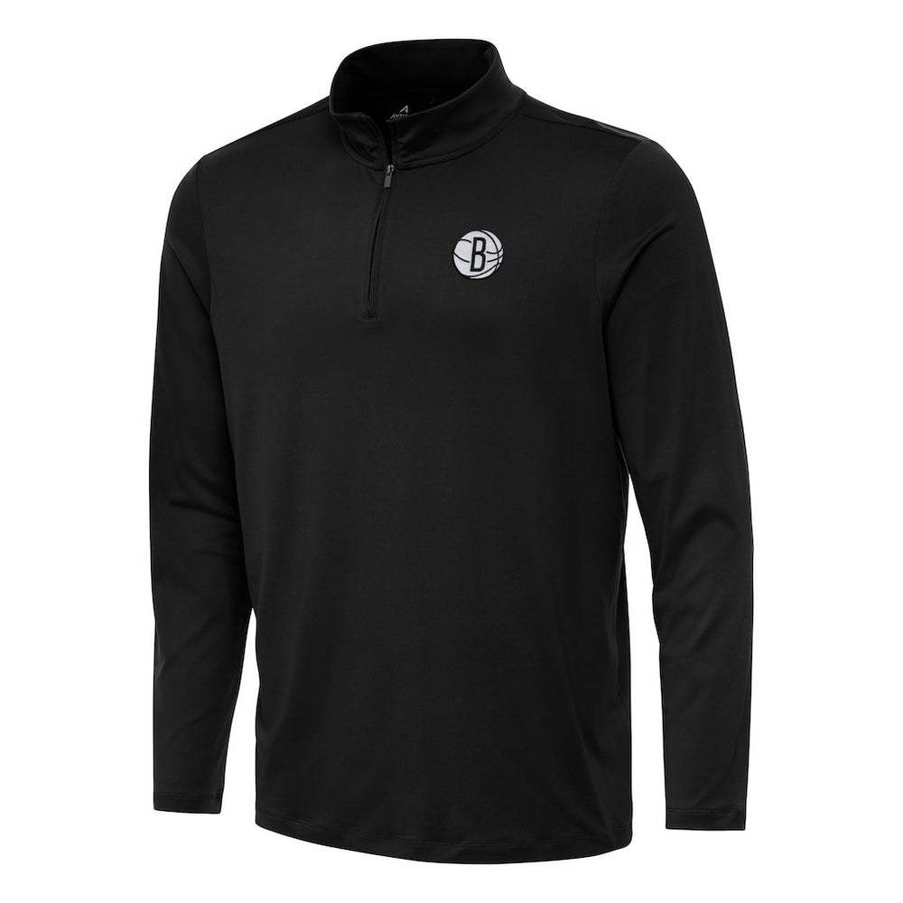 Black Brooklyn Nets Antigua Reprocess Quarter-Zip Top | NBA