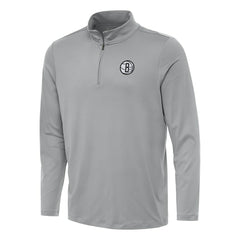 Gray Brooklyn Nets Antigua Reprocess Quarter-Zip Top | NBA
