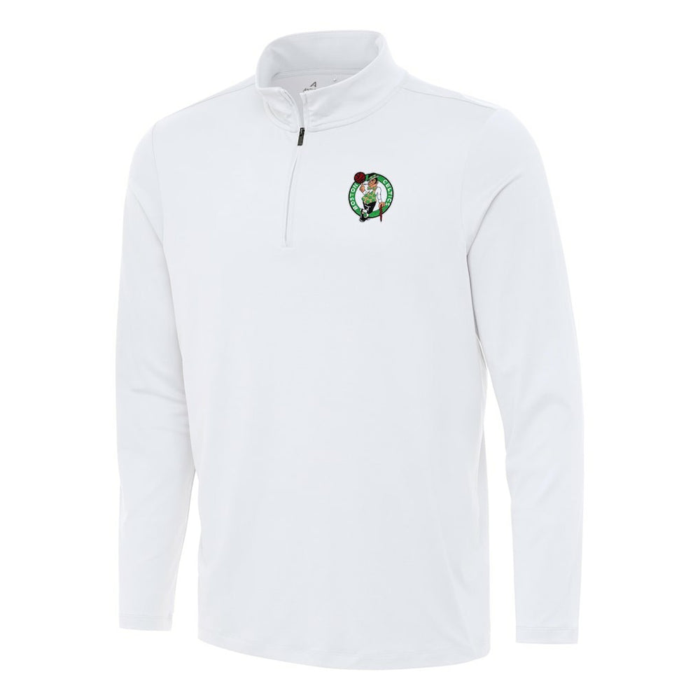 White Boston Celtics Antigua Reprocess Quarter-Zip Top | NBA