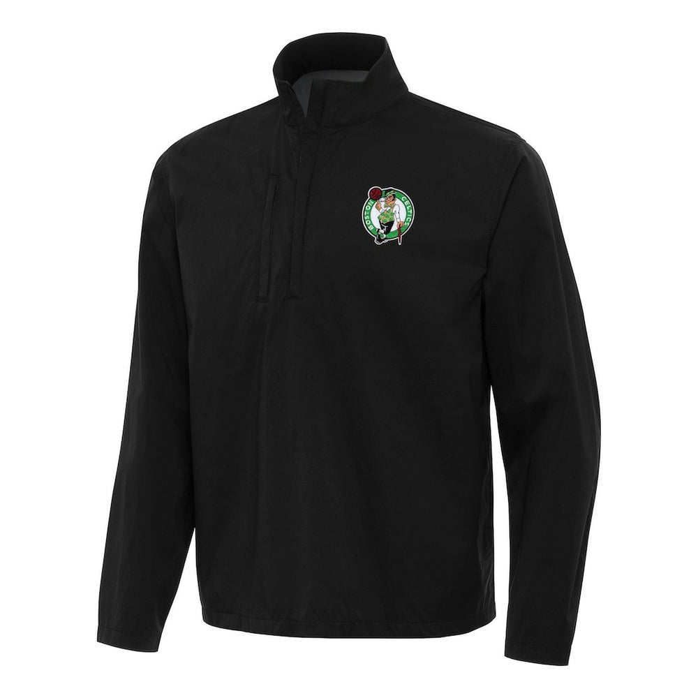 Black Boston Celtics Antigua Brisk Quarter-Zip Windbreaker | NBA