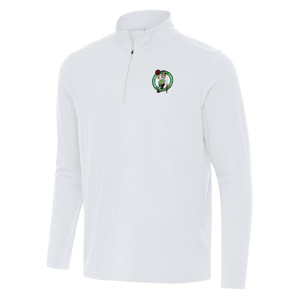 White Boston Celtics Antigua Intent Quarter-Zip Top | NBA