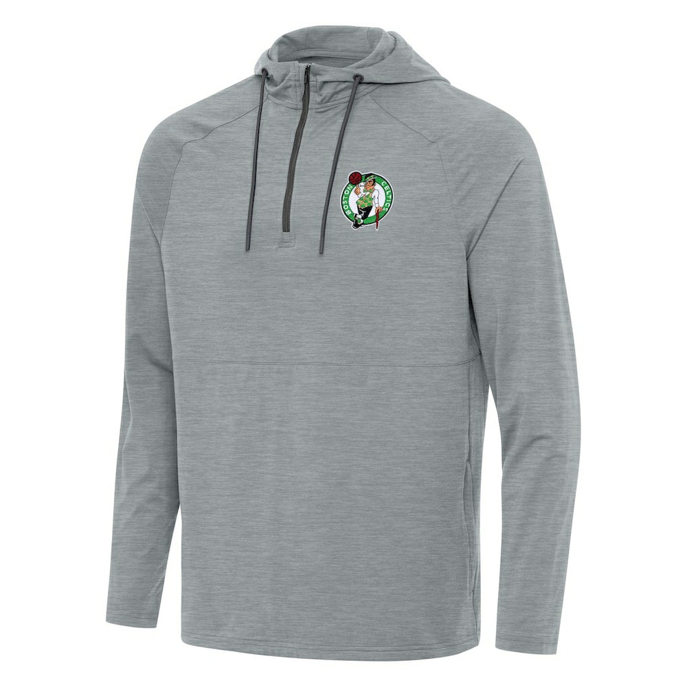 Heather Gray Boston Celtics Antigua Spikes Raglan Quarter-Zip Hoodie | NBA