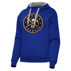 Royal Denver Nuggets Antigua Women's Victory Pullover Hoodie sale | NBA