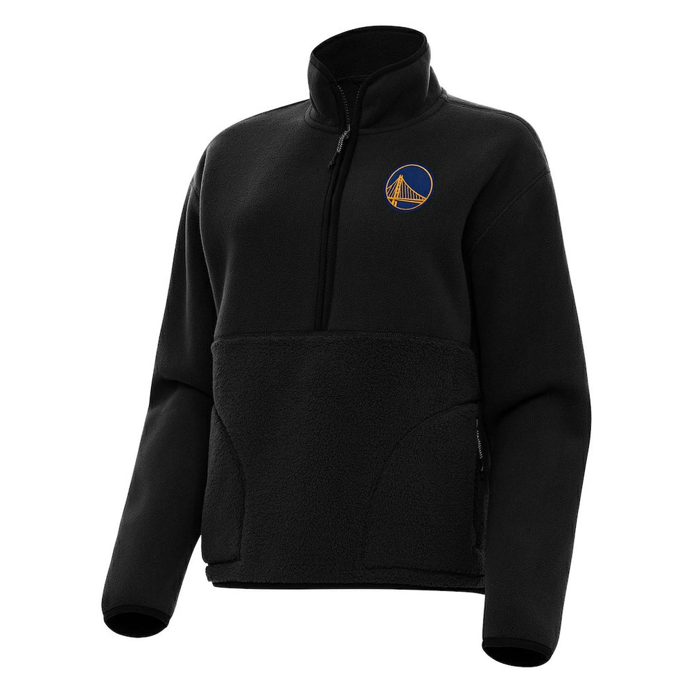 Black Golden State Warriors Antigua Women's Figure Half-Zip Pullover Sweatshirt sale | NBA