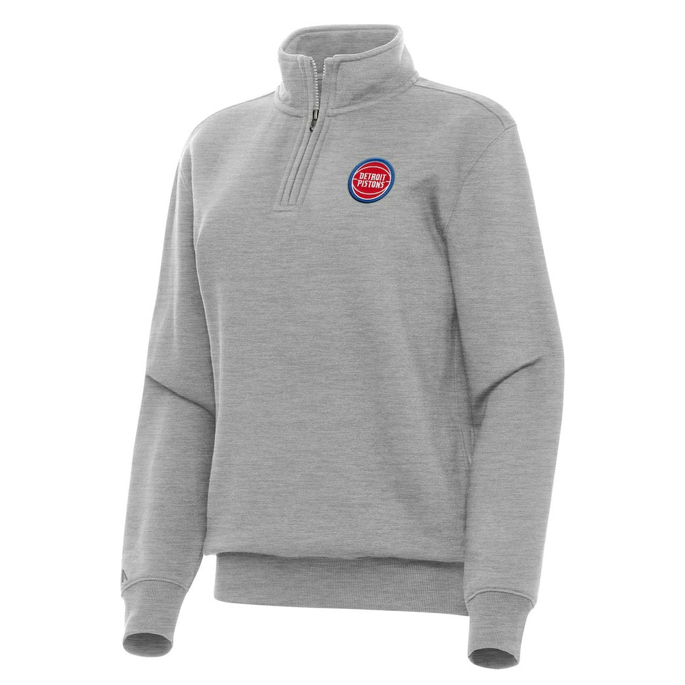 Heather Gray Detroit Pistons Antigua Women's Victory Quarter-Zip Sweatshirt sale | NBA