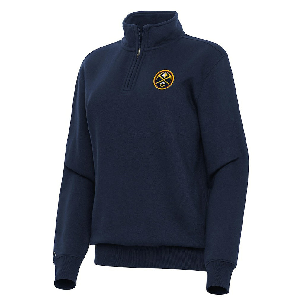 Navy Denver Nuggets Antigua Women's Victory Quarter-Zip Sweatshirt sale | NBA