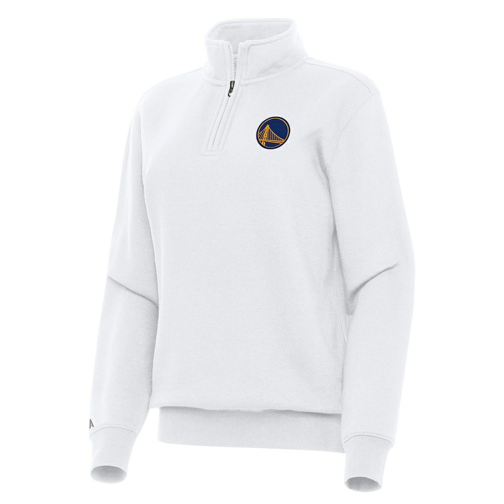 White Golden State Warriors Antigua Women's Victory Quarter-Zip Sweatshirt sale | NBA