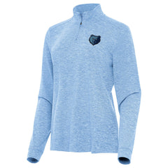Heather Powder Blue Memphis Grizzlies Antigua Women's Mentor Quarter-Zip Mock Long Sleeve Top | NBA