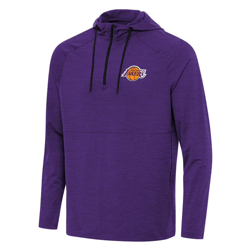 Heather Purple Los Angeles Lakers Antigua Spikes Raglan Quarter-Zip Hoodie | NBA