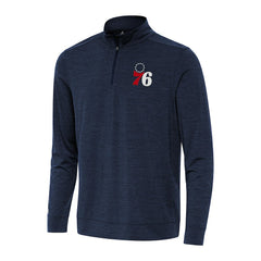 Heather Navy Philadelphia 76ers Antigua Bright Quarter-Zip Top | NBA
