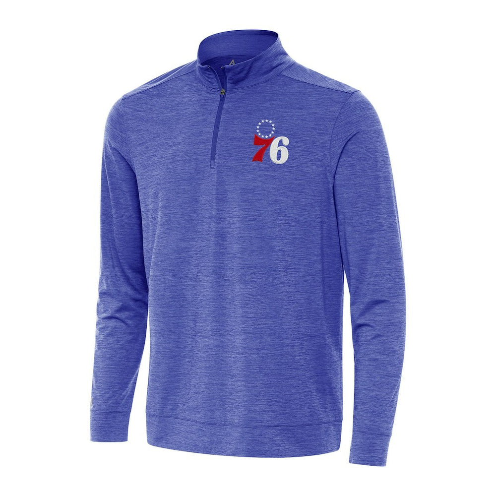 Heather Royal Philadelphia 76ers Antigua Bright Quarter-Zip Top | NBA