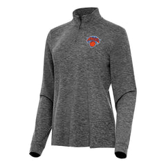 Heather Black New York Knicks Antigua Women's Mentor Quarter-Zip Mock Long Sleeve Top | NBA