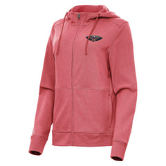 Heather Red New Orleans Pelicans Antigua Women's Seeker Full-Zip Hoodie Jacket | NBA