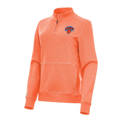 Heather Orange New York Knicks Antigua Women's Crush Quarter-Zip Fleece Sweatshirt | NBA