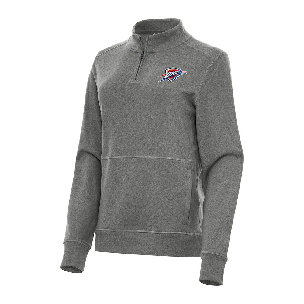 Heather Black Oklahoma City Thunder Antigua Women's Crush Quarter-Zip Fleece Sweatshirt | NBA