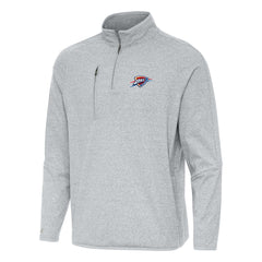 Heather Gray Oklahoma City Thunder Antigua Certain Quarter-Zip Tri-Blend Sweatshirt | NBA
