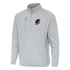 Heather Gray Portland Trail Blazers Antigua Certain Quarter-Zip Tri-Blend Sweatshirt | NBA