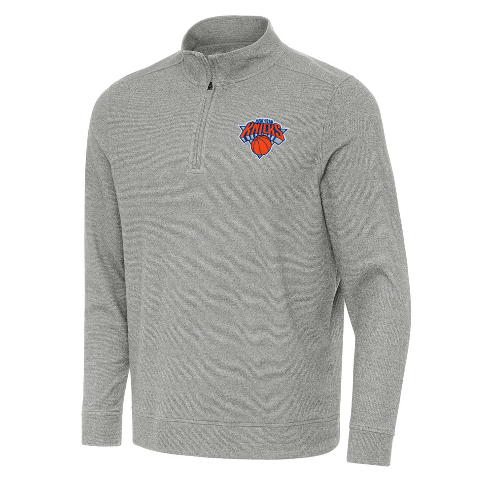 Heather Gray New York Knicks Antigua Subtle Quarter-Zip Sweatshirt | NBA