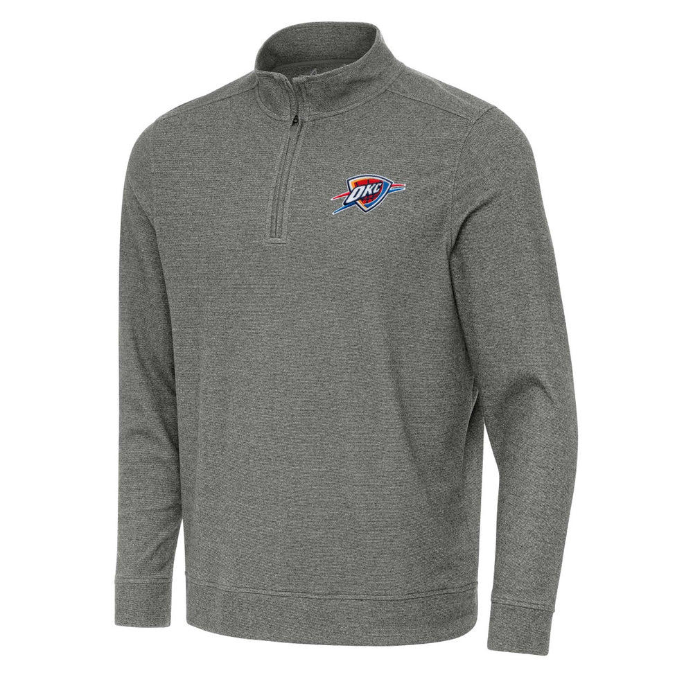 Heather Black Oklahoma City Thunder Antigua Subtle Quarter-Zip Sweatshirt | NBA
