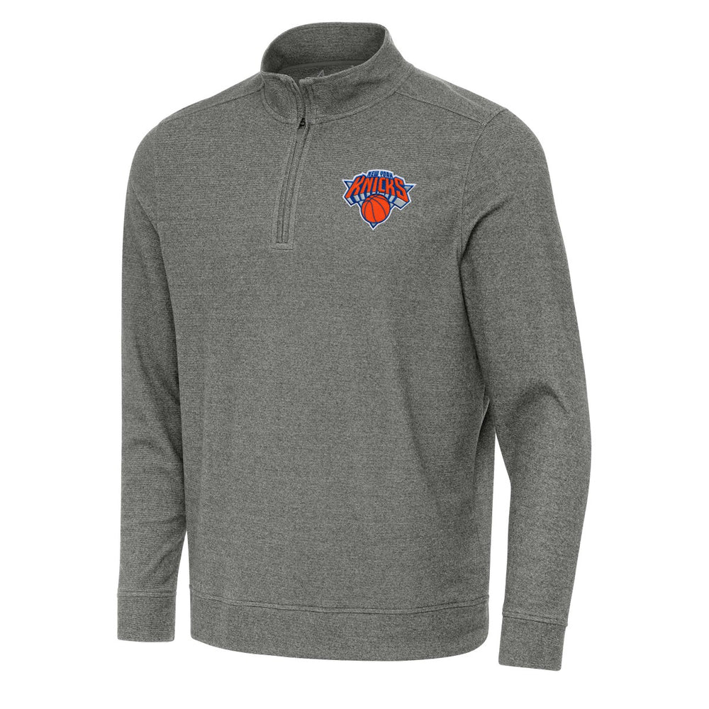 Heather Black New York Knicks Antigua Subtle Quarter-Zip Sweatshirt | NBA